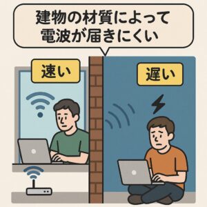 現場で起きがちな電波トラブルのイラスト